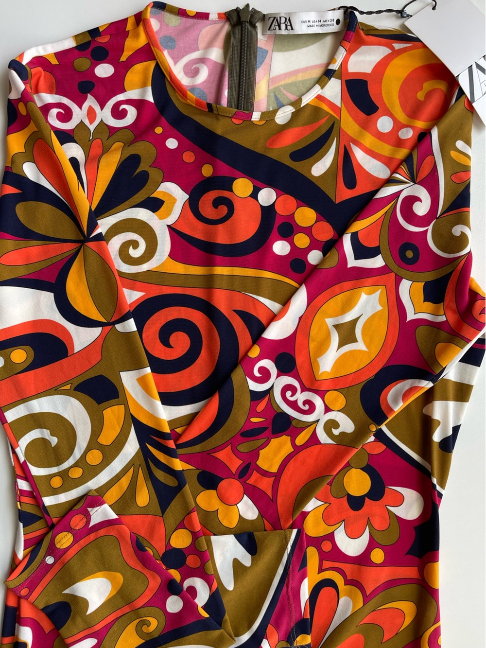 Zara multicolored floral and swirl print maxi dress